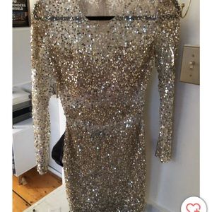 Gold Primavera Sequin Cocktail Dress